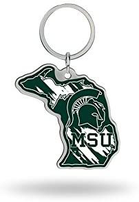 Michigan State University Spartans Metal Keychain State Shape Design