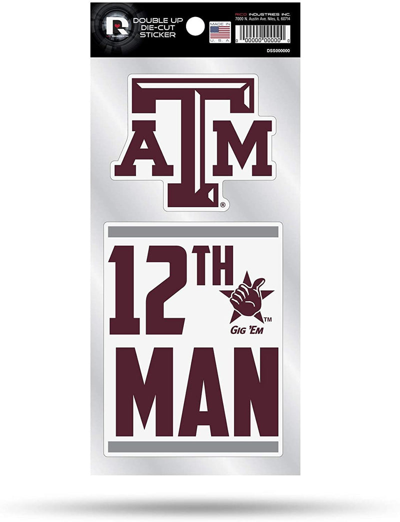 Texas A&M University Aggies Pirates Double Up Die Cut Sticker Decal Sheet, 4x8 Inch