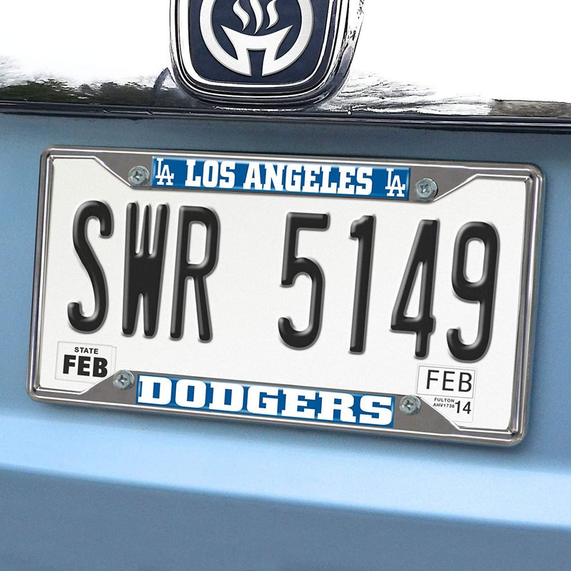 Los Angeles Dodgers Metal License Plate Frame Tag Cover Chrome 6x12 Inch