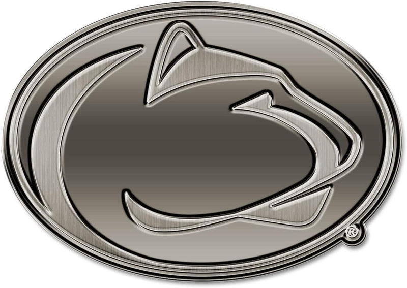 Penn State University Nittany Lions Auto Emblem Solid Metal, Raised, Die Cut, Antique Nickel Design, Full Adhesive Backing