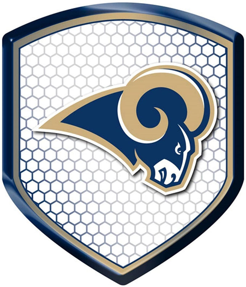 Los Angeles Rams High Intensity Reflector, Shield Shape, Raised Decal Sticker, 2.5x3.5 Inch, Home or Auto, Full Adhesive Backing