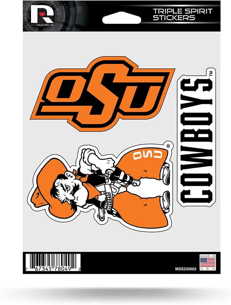 Oklahoma State University Cowboys 3 Piece Decal Sheet Triple Sticker