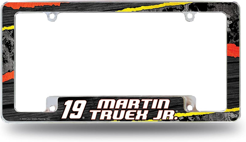 Martin Truex #19 Metal License Plate Frame Chrome Tag Cover 12x6 Inch All Over Design