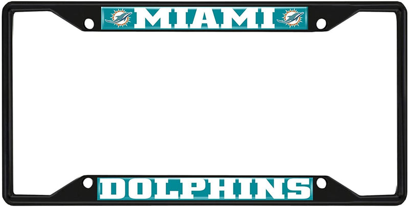 Fanmats NFL Miami Dolphins Black Metal License Plate Frame