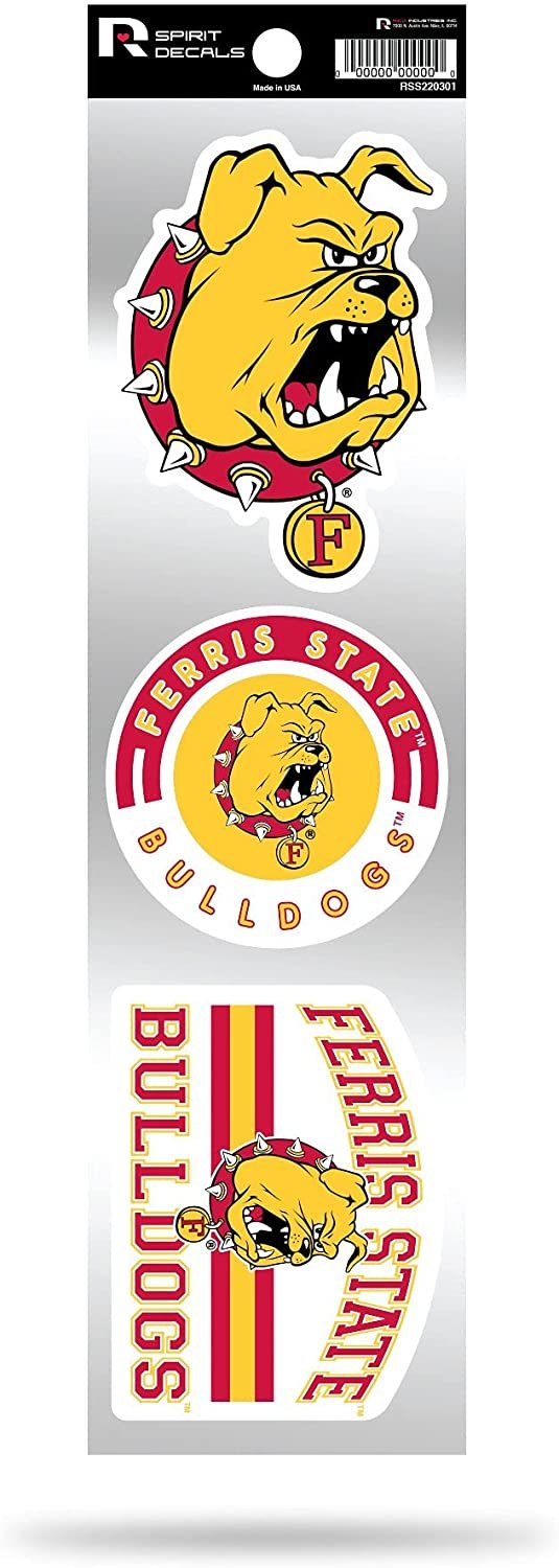 Ferris State University Bulldogs Retro Decal Sticker Sheet 3-Piece