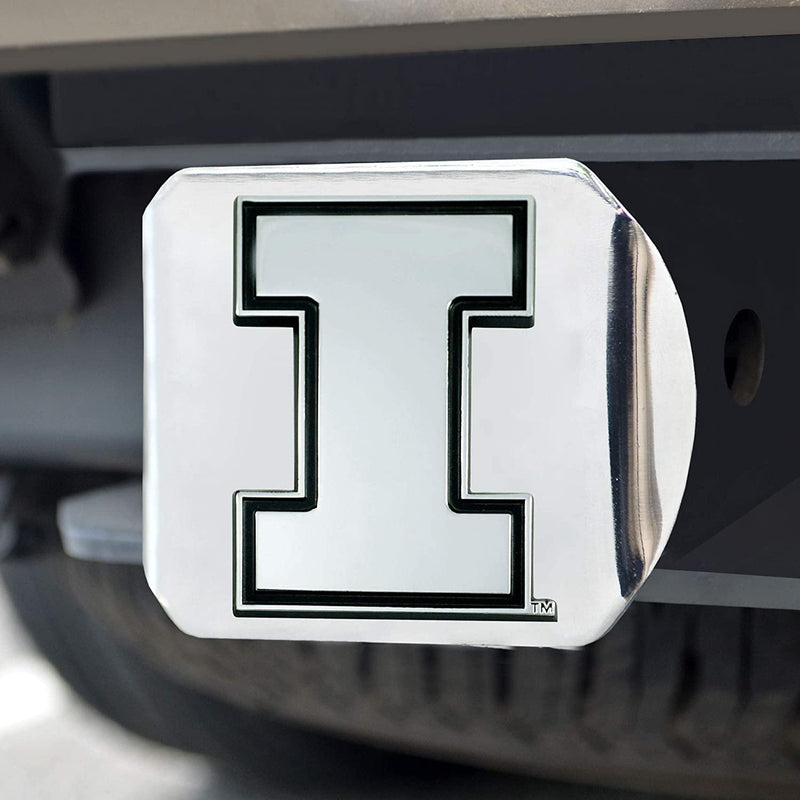 Illinois Illini Solid Metal Hitch Cover with Metal Emblem 2 Inch Square Type III University of