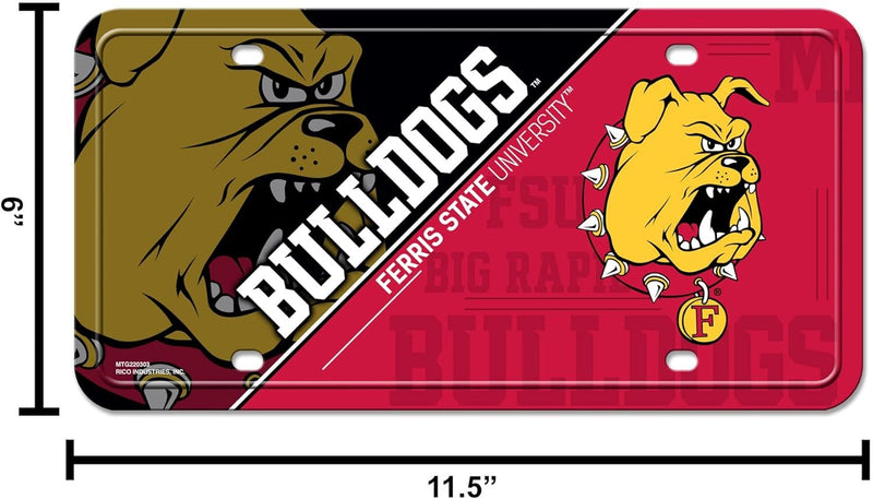 Ferris State University Bulldogs Metal Tag License Plate, 12x6 Inch, Pre-drilled Holes
