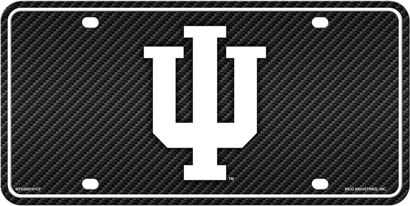 Indiana University Hoosiers Metal Tag Auto License Plate Carbon Fiber Design 6x12 Inch