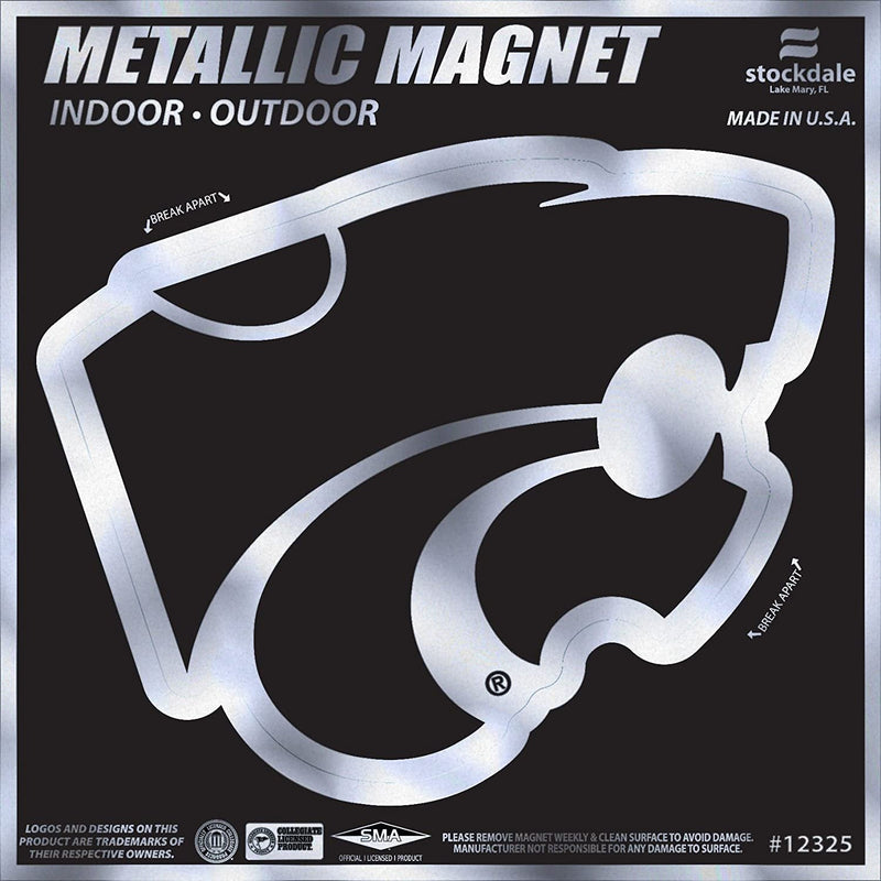 Kansas State University Wildcats 6 Inch Magnet, Metallic Chrome Shimmer Design, Vinyl Die Cut, Auto Home Heavy Duty