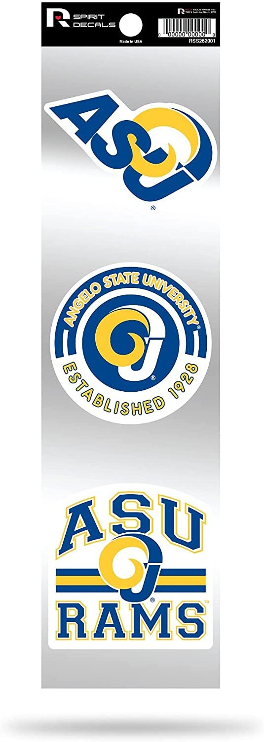 Rico Industries NCAA Angelo State Rams 3-Piece Retro Spirit Decals