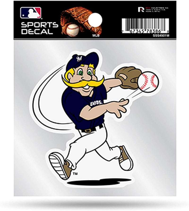 Milwaukee Brewers Mascot Logo Premium 4x4 Decal with Clear Backing Flat Vinyl Auto Home Sticker Baseball