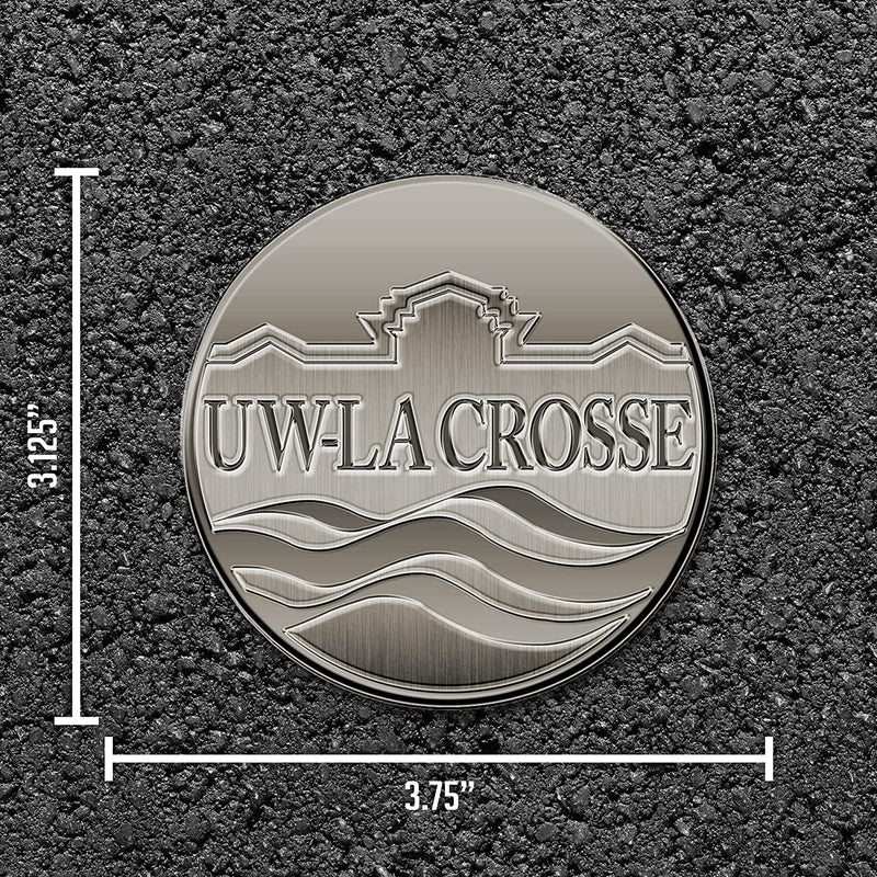 University of Wisconsin La Crosse Eagles Solid Metal Auto Emblem Antique Nickel for Car/Truck/SUV