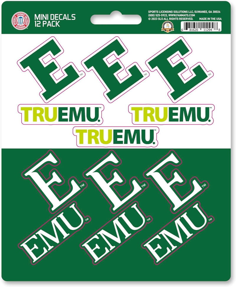 Eastern Michigan University Eagles 12-Piece Mini Decal Sticker Set, 5x6 Inch Sheet, Gift for football fans for any hard surfaces around home, automotive, personal items