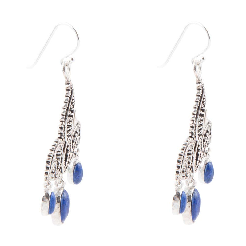 Mehendi Blue Lapis and Sterling Silver Chandelier Earrings