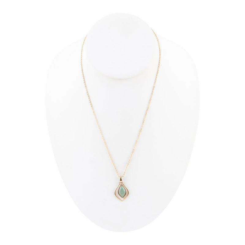 Melita Green Aventurine Golden Pendant Necklace