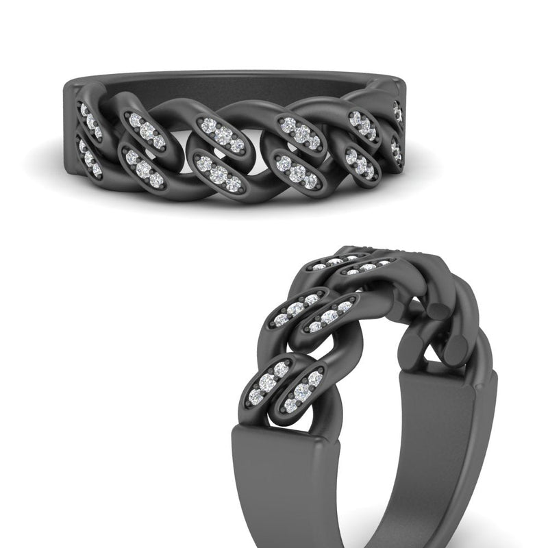 Mens Cuban Link Diamond Wedding Ring