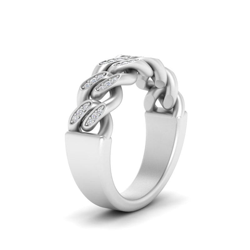 Mens Cuban Link Diamond Wedding Ring