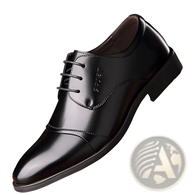 Men's Leather Dress Shoes Polished Lace Up Flats