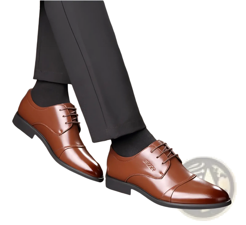 Men's Leather Dress Shoes Polished Lace Up Flats