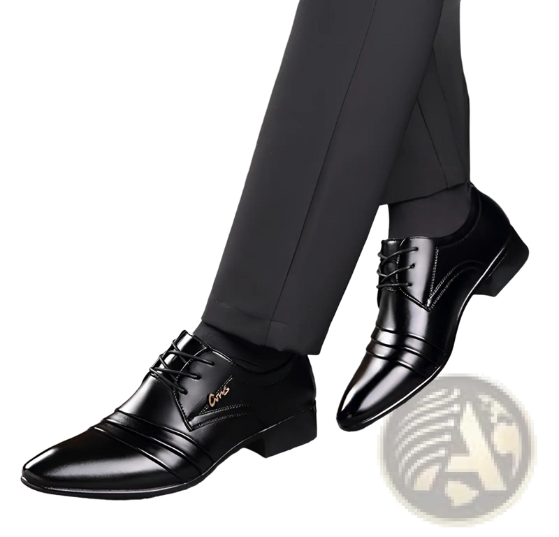 Men's Leather Dress Shoes Polished Lace Up Flats