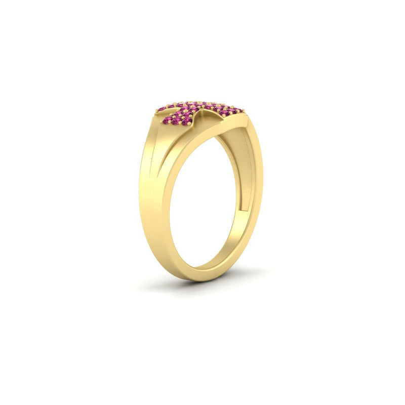 Mens Cross Gemstone Engagement Ring