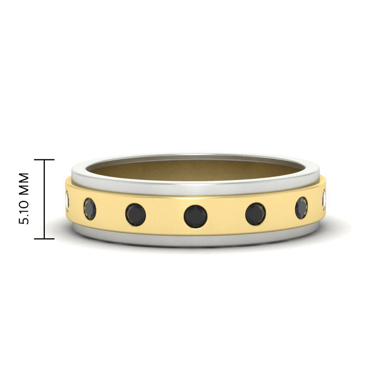Mens Two Tone Bezel Stone Wedding Ring