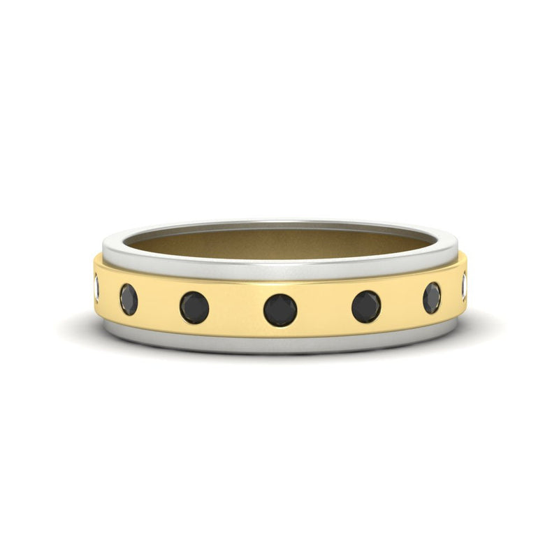 Mens Two Tone Bezel Stone Wedding Ring