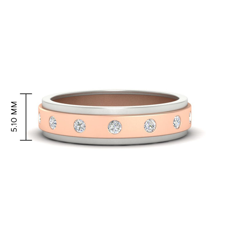 Mens Two Tone Bezel Stone Wedding Ring