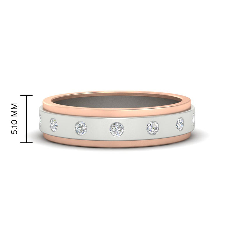 Mens Two Tone Bezel Stone Wedding Ring