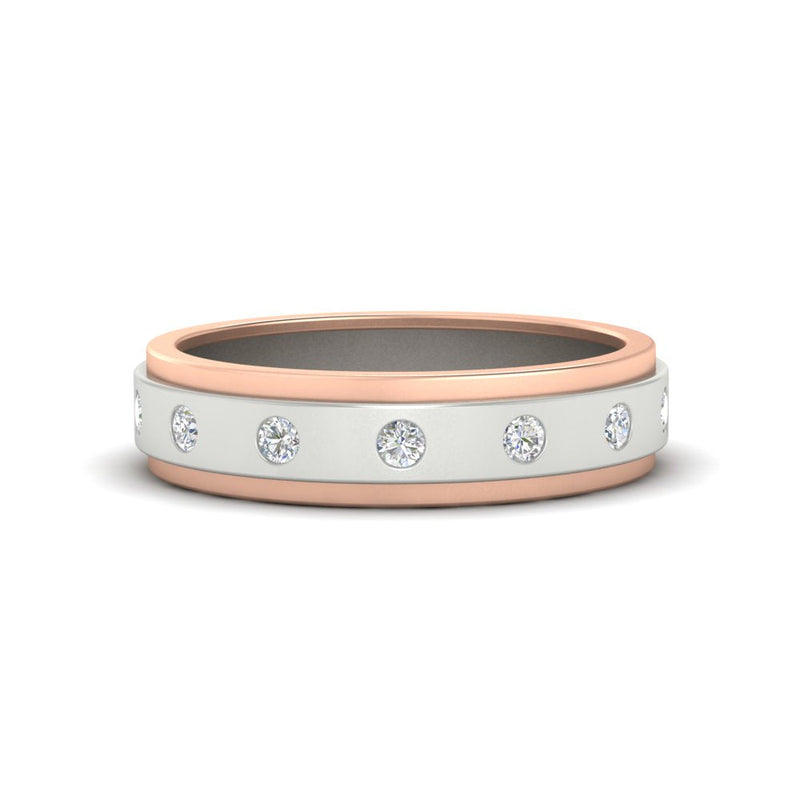 Mens Two Tone Bezel Stone Wedding Ring