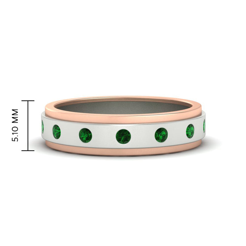 Mens Two Tone Bezel Stone Wedding Ring