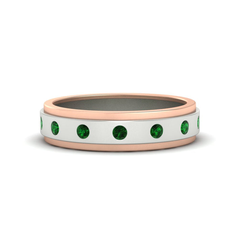 Mens Two Tone Bezel Stone Wedding Ring