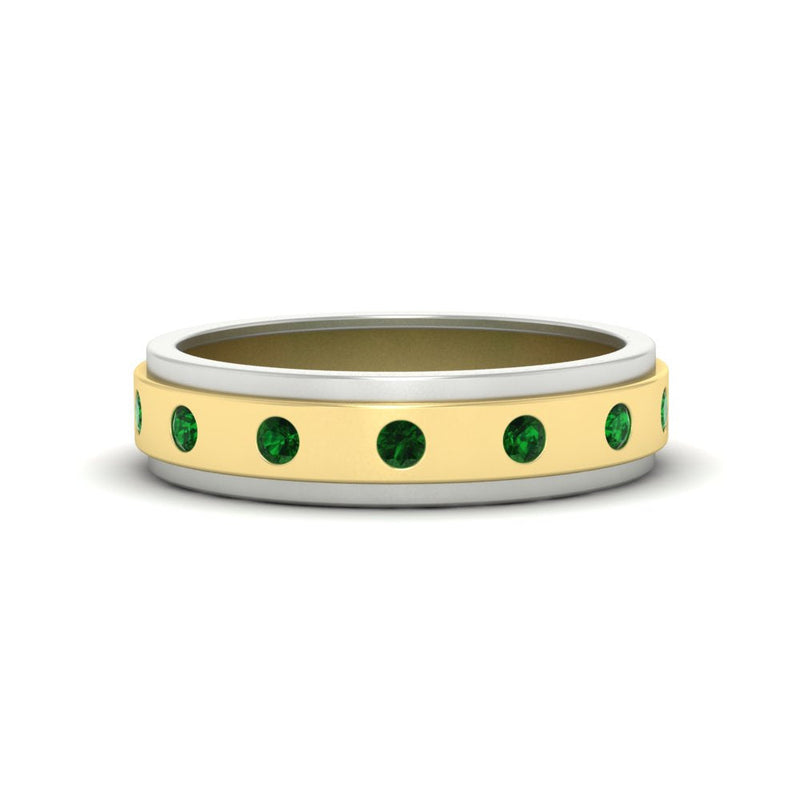 Mens Two Tone Bezel Stone Wedding Ring