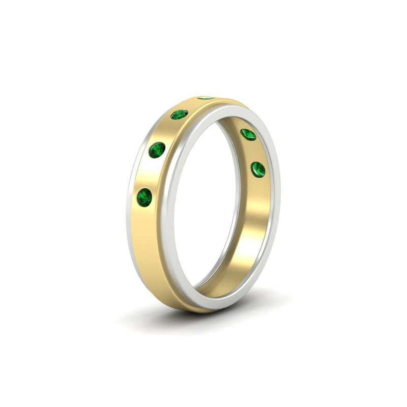 Mens Two Tone Bezel Stone Wedding Ring