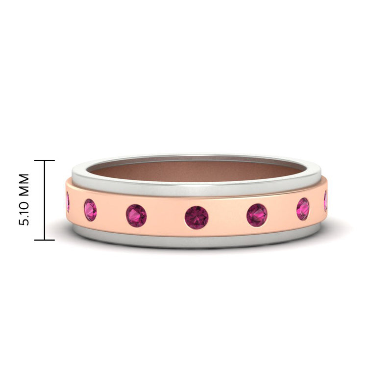 Mens Two Tone Bezel Stone Wedding Ring