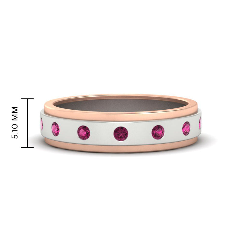 Mens Two Tone Bezel Stone Wedding Ring