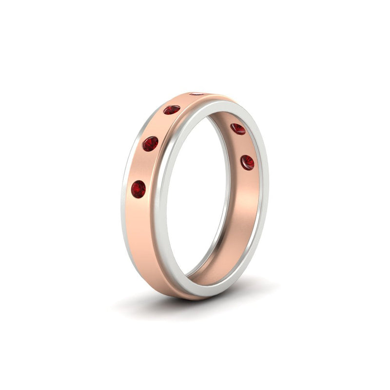 Mens Two Tone Bezel Stone Wedding Ring