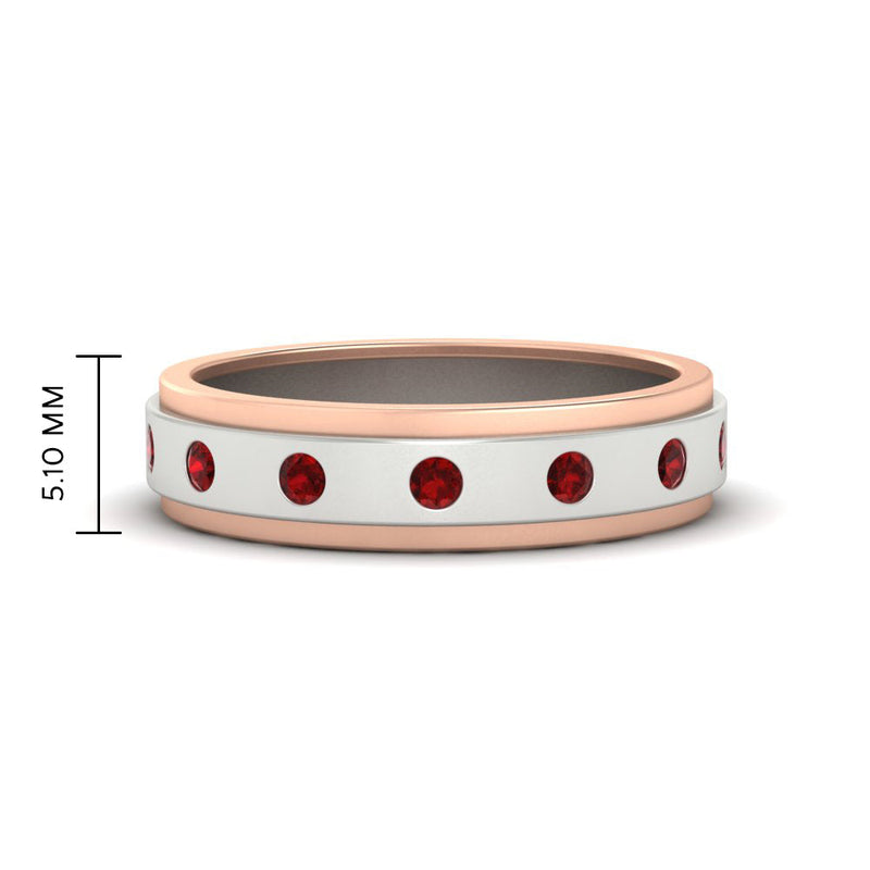 Mens Two Tone Bezel Stone Wedding Ring