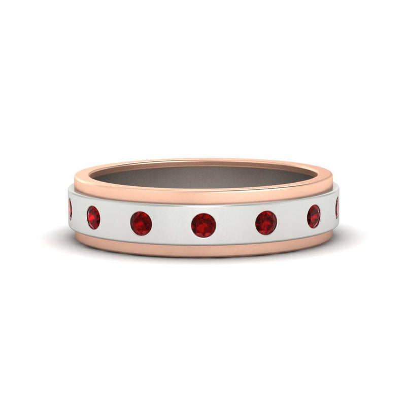 Mens Two Tone Bezel Stone Wedding Ring