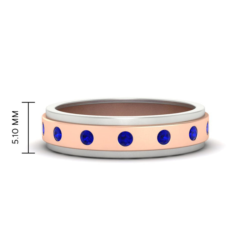 Mens Two Tone Bezel Stone Wedding Ring