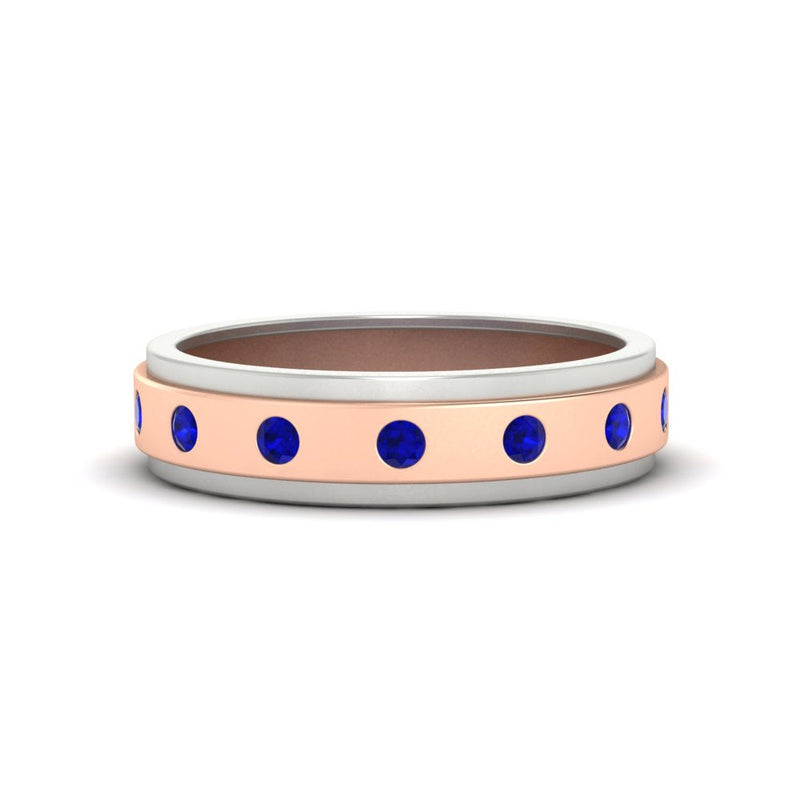 Mens Two Tone Bezel Stone Wedding Ring