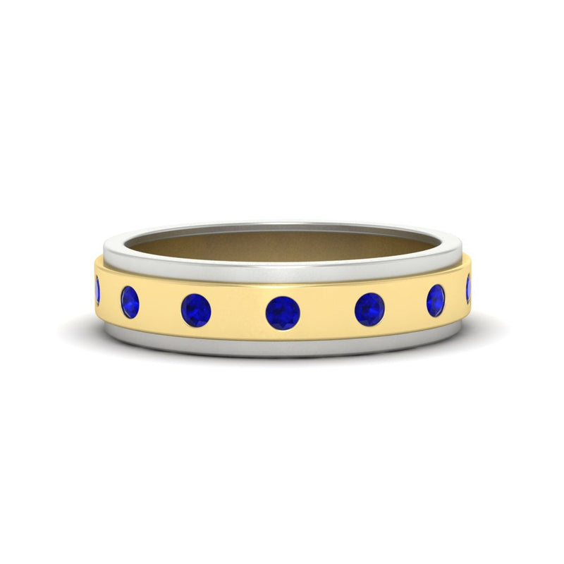 Mens Two Tone Bezel Stone Wedding Ring