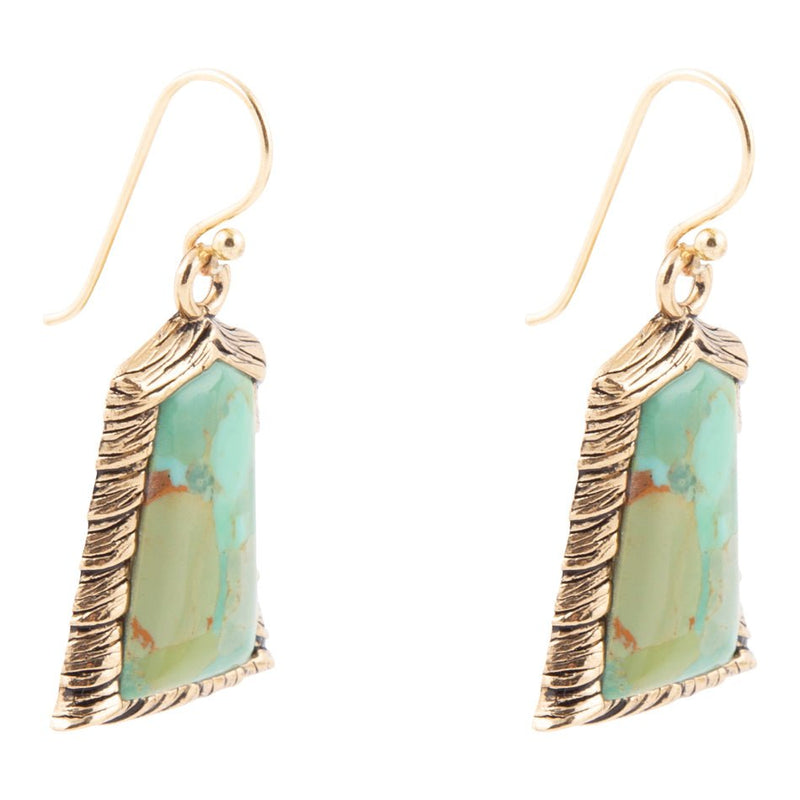 Meriette Blue Turquoise Golden Drop Earrings