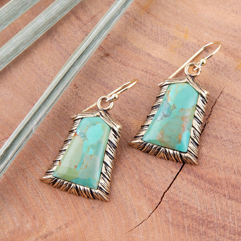 Meriette Blue Turquoise Golden Drop Earrings