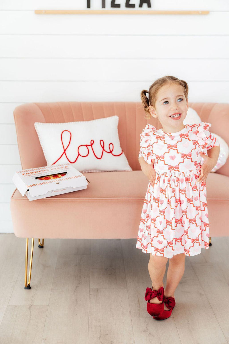 Lovebug 3/4 Sleeve Ruffle Twirl Dress