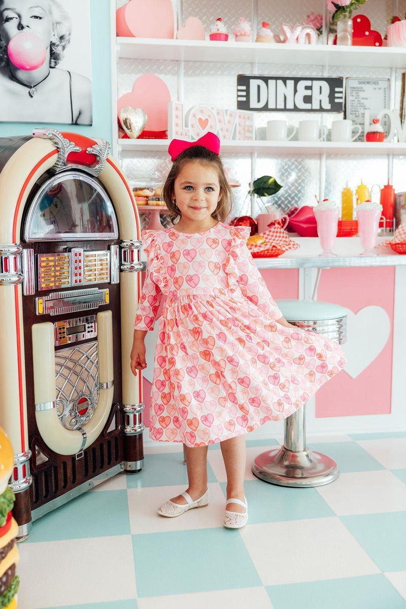Melt My Heart 3/4 Sleeve Ruffle Twirl Dress