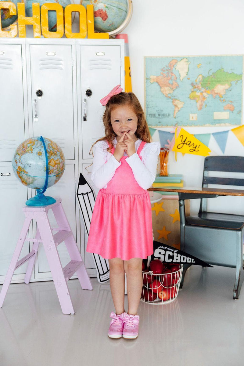 Neon Pink Faux Suede Pinafore