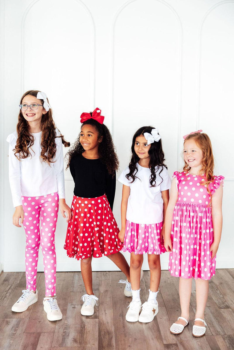 Red Polka Dots Ruffle Twirl Skort