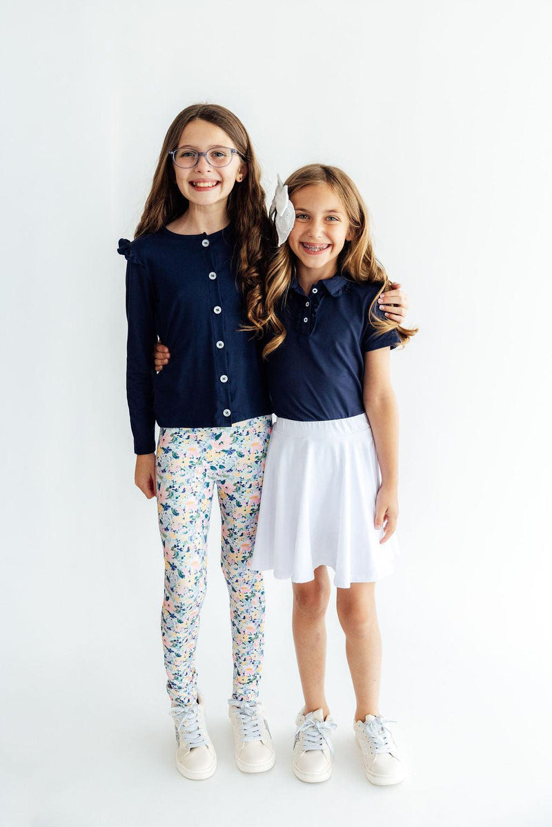 Navy Ruffle Cardigan