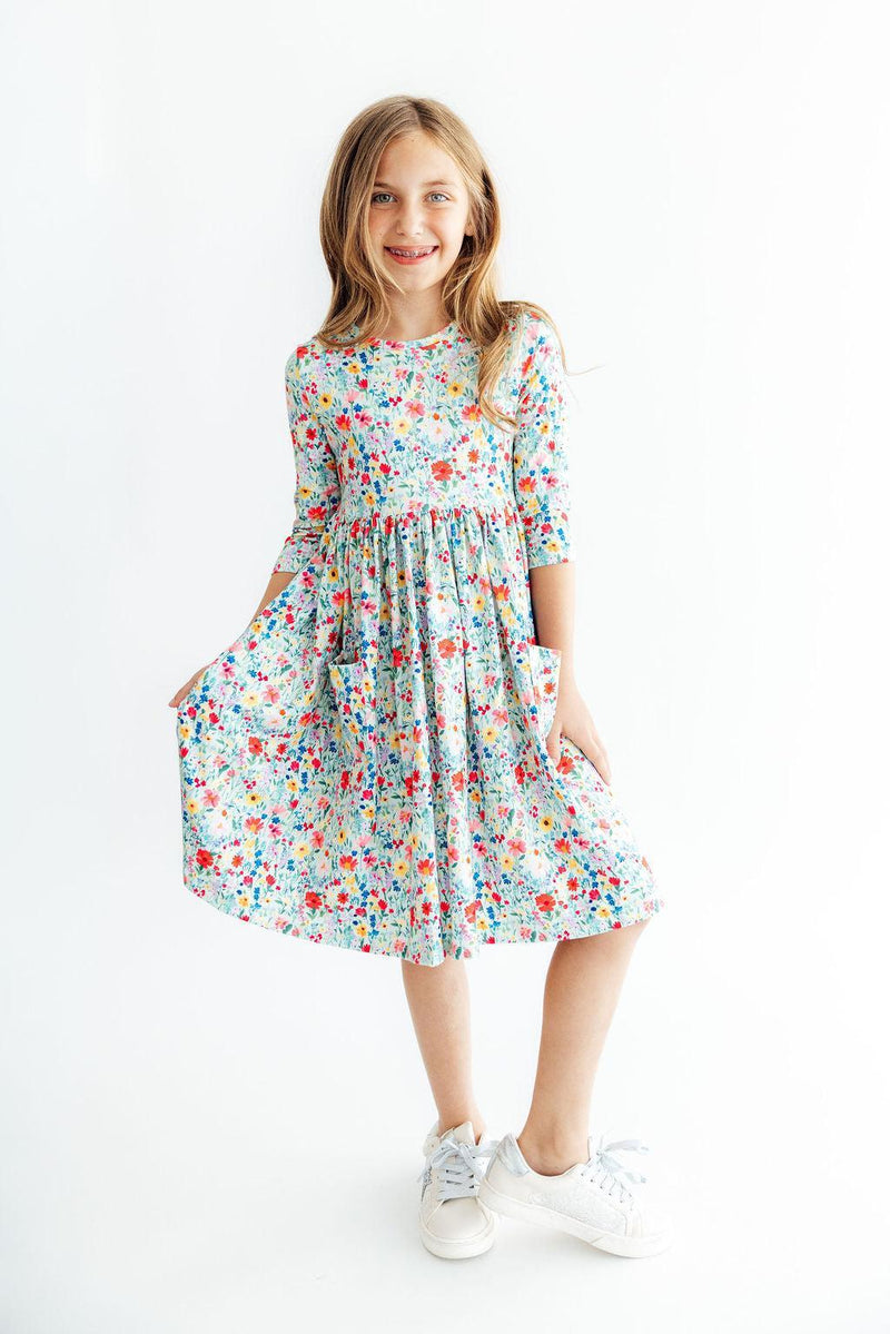 After the Rain 3/4 Sleeve Pocket Twirl Dress